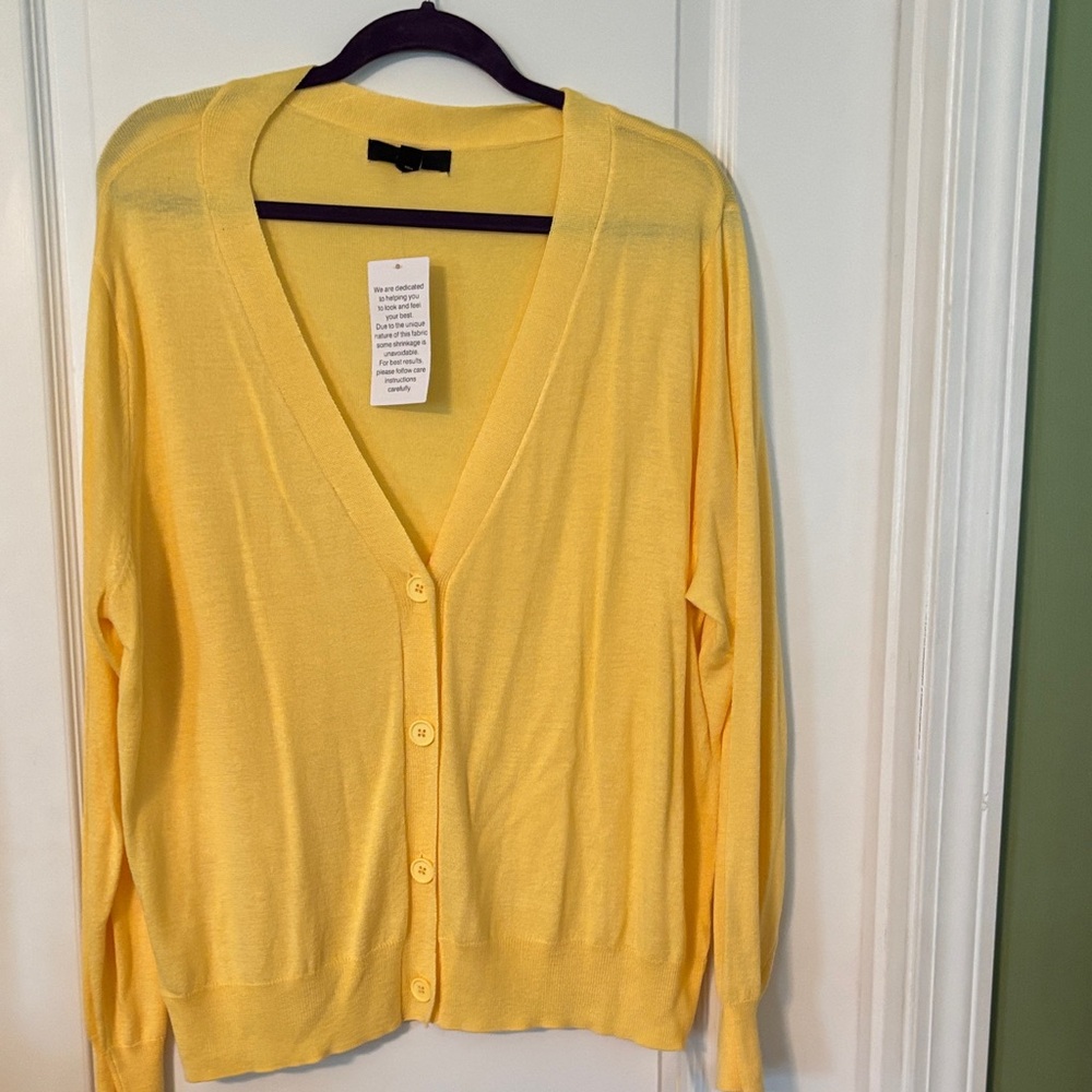 ellos Women's Yellow Cardigan Sweater